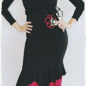 Falda Flamenca 02 - Círculo Negro/Rojo